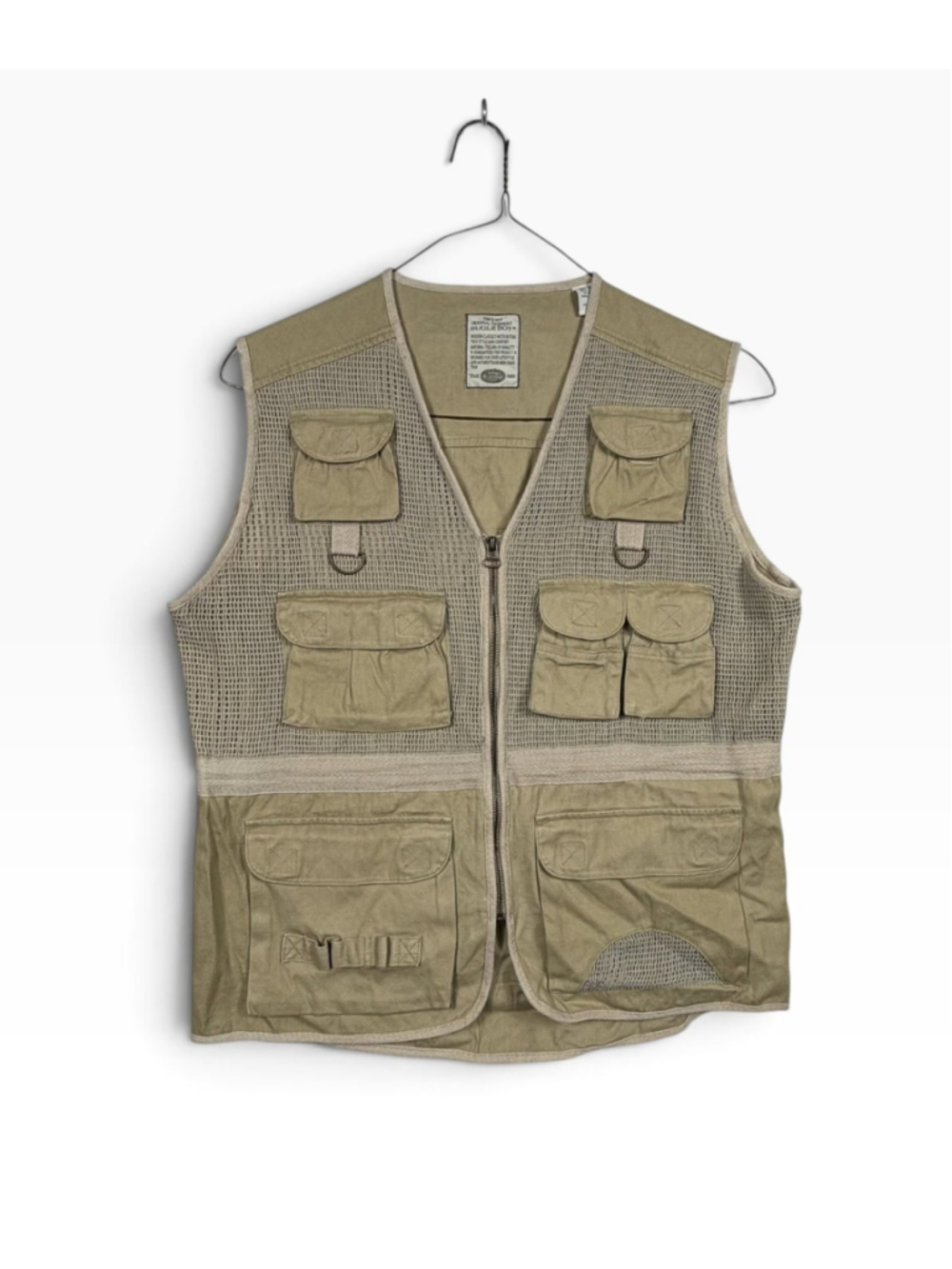Bugle Boy Fishing Vest Khaki Vintage Utility Hiking Outdoor Mens Medium